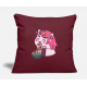 Cute Unicorn Eating Ramen Noodle Soup Burgundy Pillow